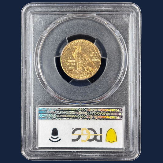1909 D Indian Head Half Eagle $5 Gold Coin PCGS MS 63 CAC