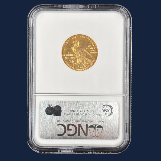 1909 D $5 Indian Head Half Eagle Gold Coin NGC MS63 Nice Color