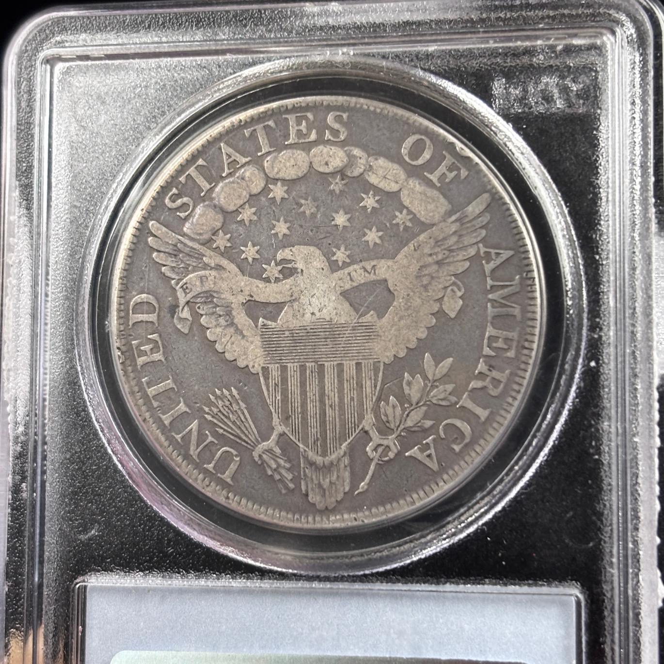 1798 Draped Bust Dollar PCGS F12 CAC Large Eagle