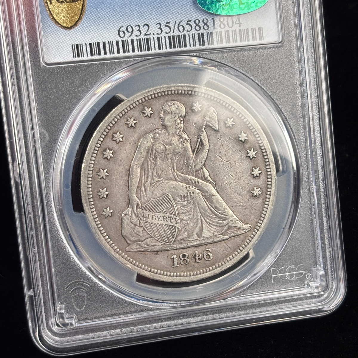 1846 Liberty Seated Dollar PCGS VF35 CAC Original Crusty Look