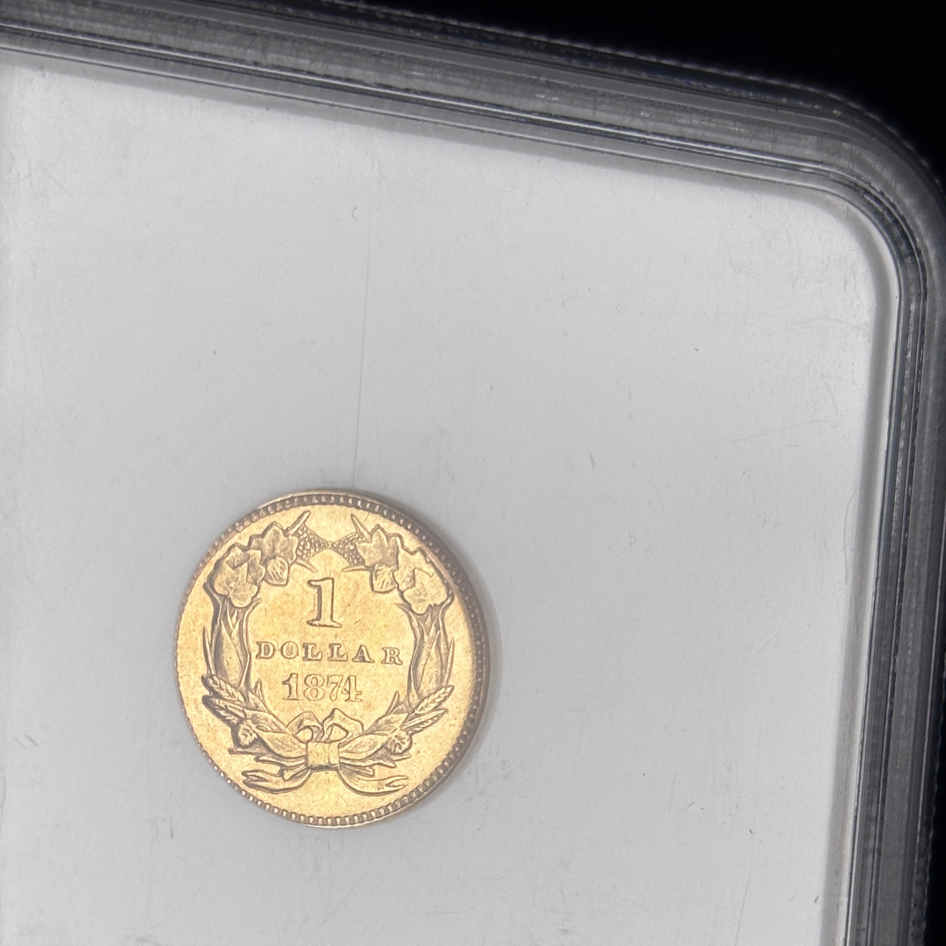 1874 Gold Dollar NGC MS64 CAC Type 3 Older Holder