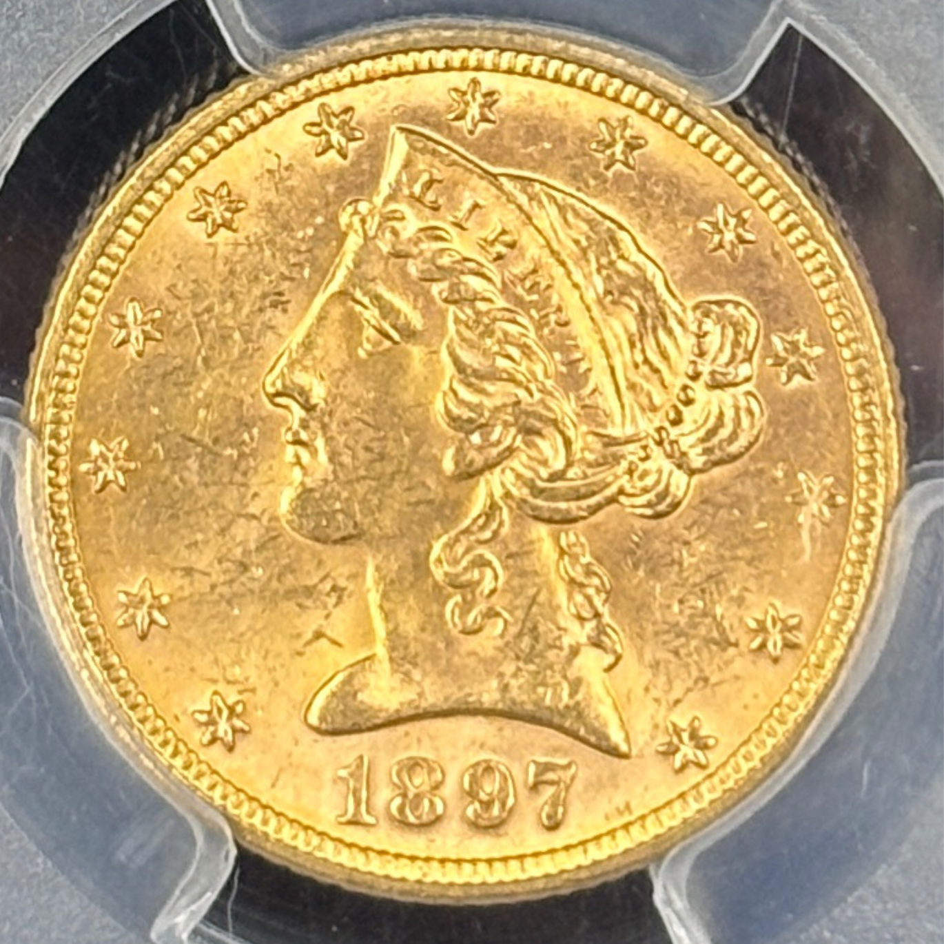 1897 $5 Liberty Head Half Eagle US Gold Coin PCGS MS63 CAC Better Date Fairmont