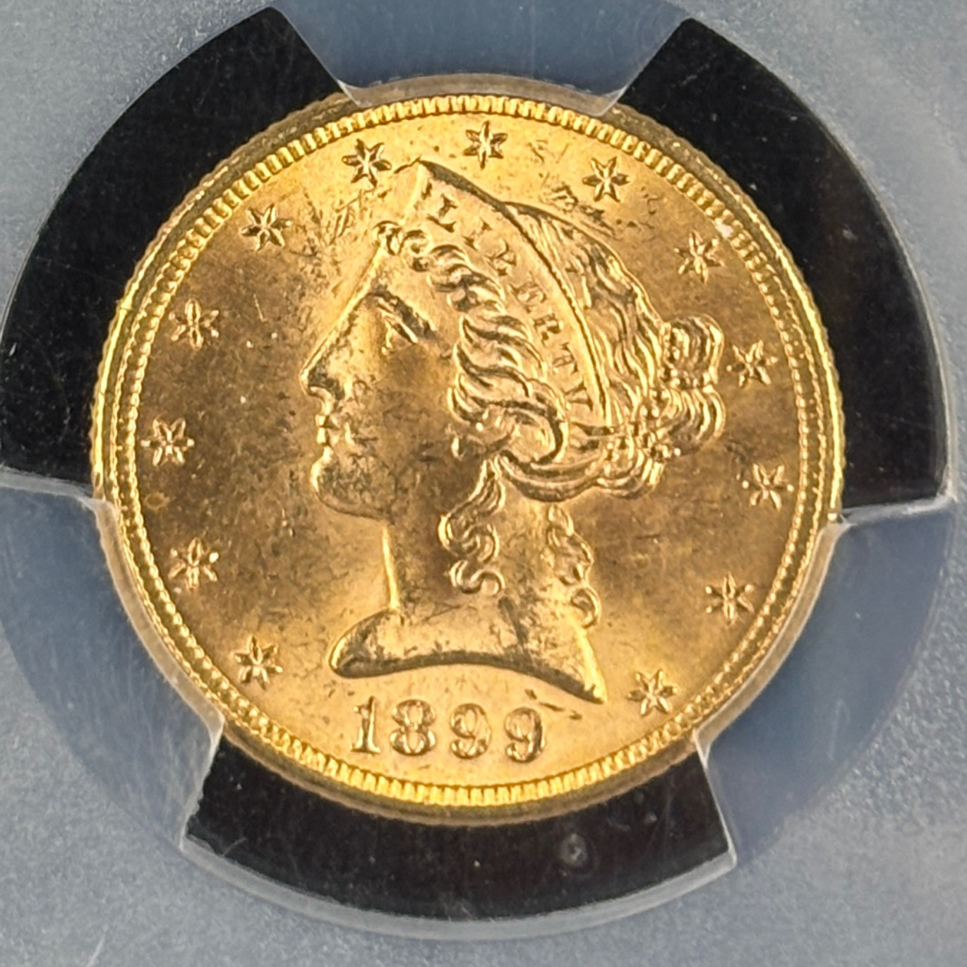 1899 Liberty Head Half Eagle Gold Coin $5 PCGS MS64 CAC Near GEM