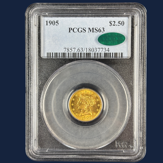 1905 $2.5 Liberty Head Quarter Eagle Gold Coin PCGS MS63 CAC Booming Luster