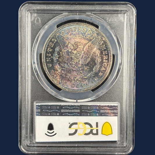 1921 Toner Morgan Dollar PCGS MS64 Rare Date with Color Dual Sided Toning