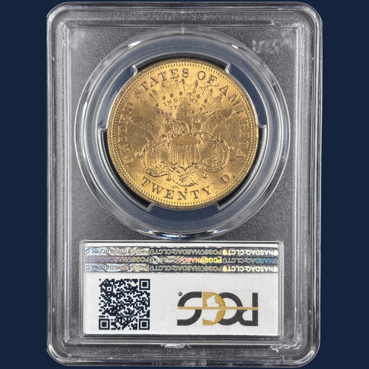 1875 S $20 Liberty Head Double Eagle Gold Coin PCGS MS62 Granite Lady Hoard