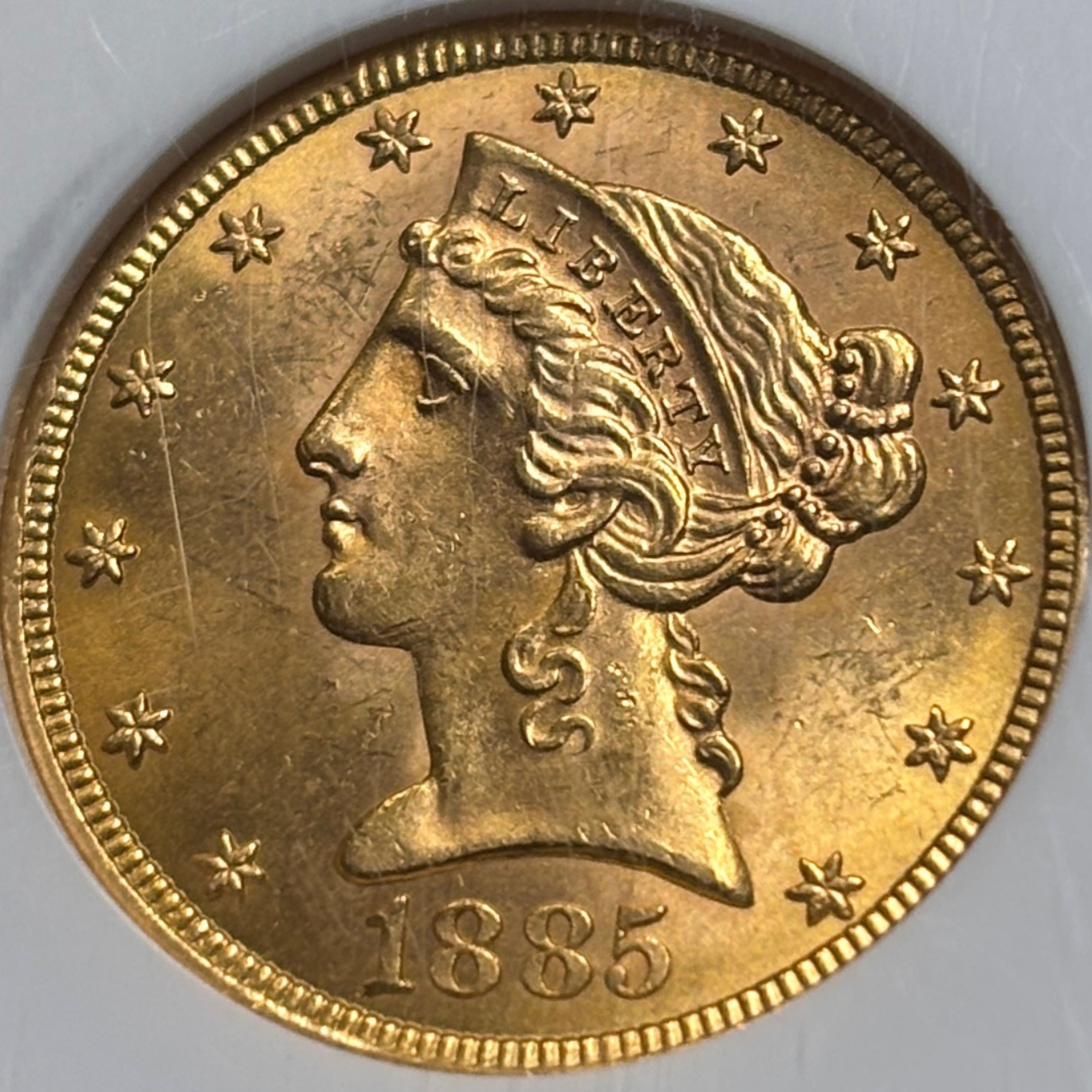 1885 S $5 Liberty Head Half Eagle Gold Coin NGC CAC MS64 Better Date