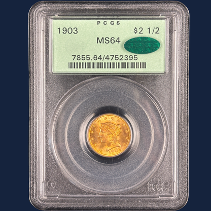 1903 Liberty $2.5 Quarter Eagle Gold PCGS MS64 CAC – Older OGH Holder