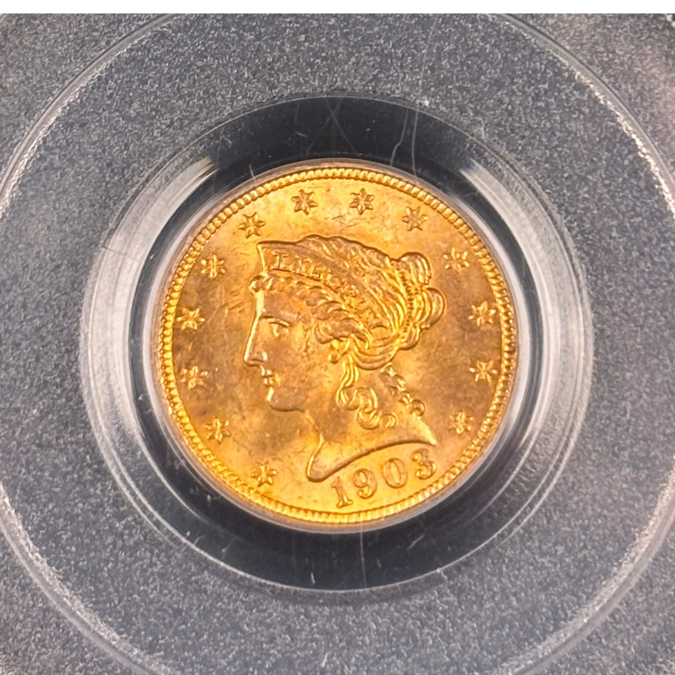 1903 Liberty $2.5 Quarter Eagle Gold PCGS MS64 CAC – Older OGH Holder