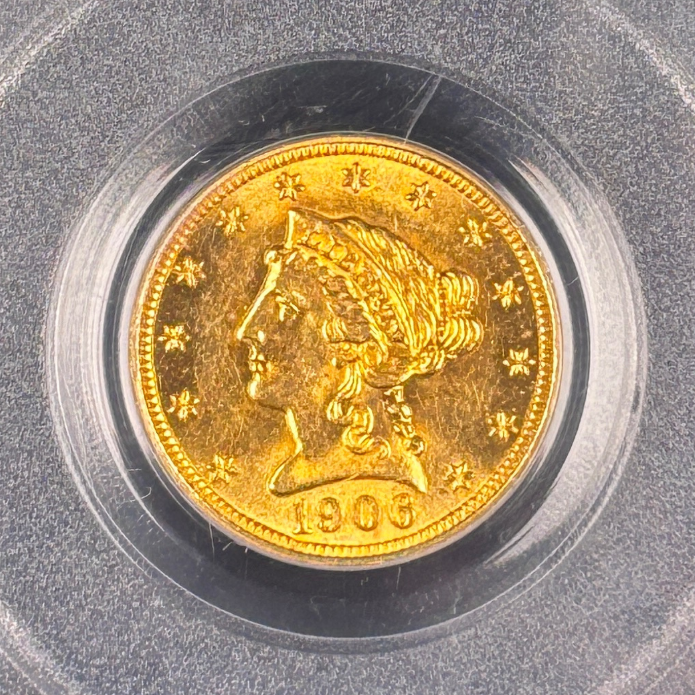 1906 Liberty $2.5 Quarter Eagle Gold Coin PCGS MS63 CAC – Older OGH Holder
