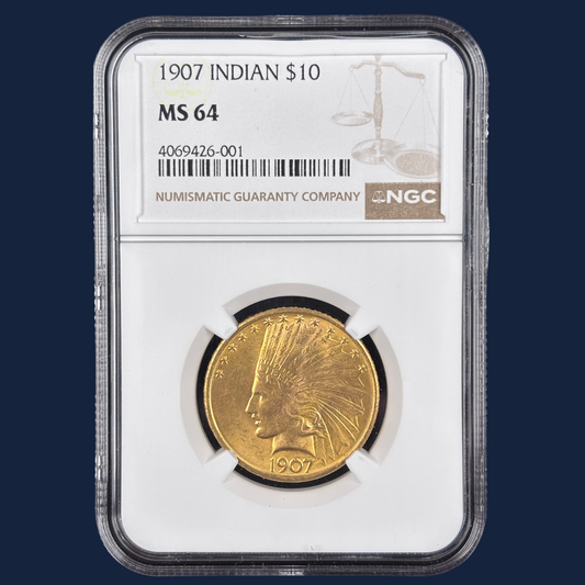 1907 $10 Indian Head Gold Eagle MS64 NGC Better Date