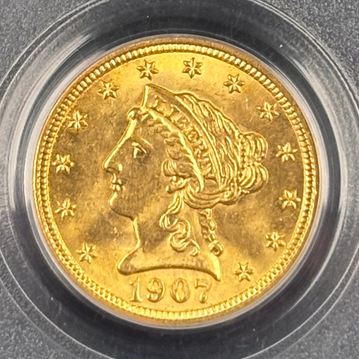 1907 Liberty $2.5 Quarter Eagle Gold Coin PCGS MS65 CAC – Older Holder GEM