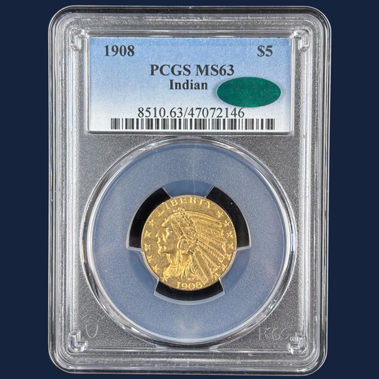 1908 Indian Head Half Eagle MS63 CAC PCGS Exceptionally Original