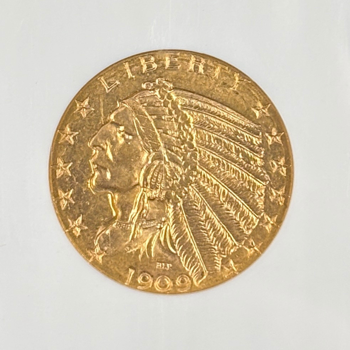 1909 D $5 Indian Head Half Eagle Gold Coin NGC MS63 Nice Color