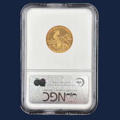 1909 D $5 Indian Head Half Eagle Gold Coin NGC MS63 Nice Color