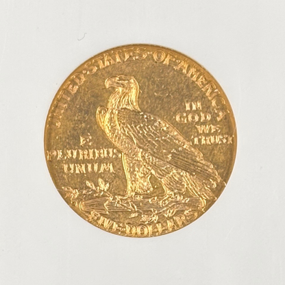 1909 D $5 Indian Head Half Eagle Gold Coin NGC MS63 Nice Color