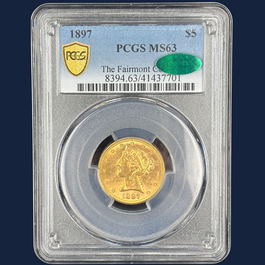 1897 $5 Liberty Head Half Eagle US Gold Coin PCGS MS63 CAC Better Date Fairmont
