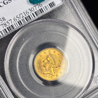 1905 Liberty $2.5 Quarter Eagle Gold Coin PCGS MS65 CAC True GEM coin