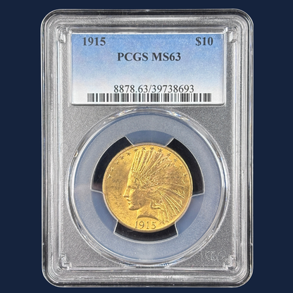 1915 Indian Head Eagle Gold Coin PCGS MS63