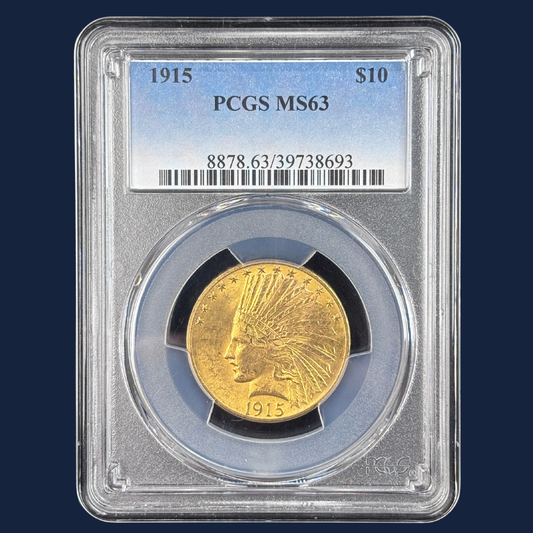1915 Indian Head Eagle Gold Coin PCGS MS63