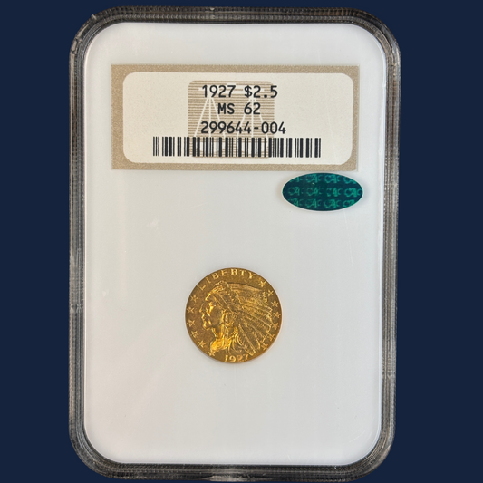 1927 $2.5 Indian Head Quarter Eagle NGC OH CAC Older Holder