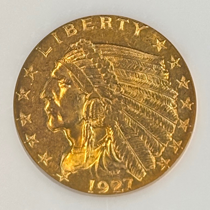 1927 $2.5 Indian Head Quarter Eagle NGC OH CAC Older Holder