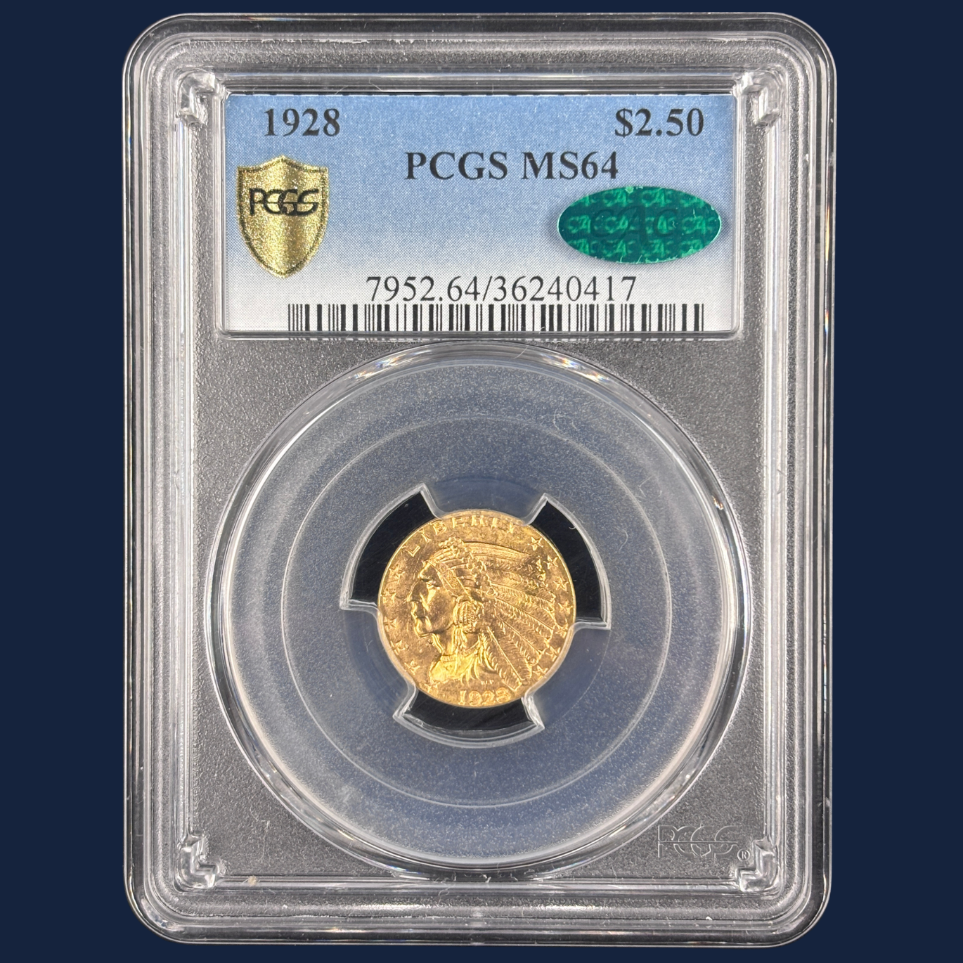 1928 Indian Head Quarter Eagle PCGS MS64 CAC Luster Loaded!