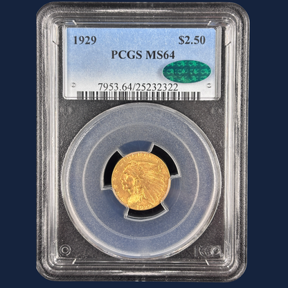 1929 Indian Head Quarter Eagle PCGS MS64 CAC Chameleon of Colors