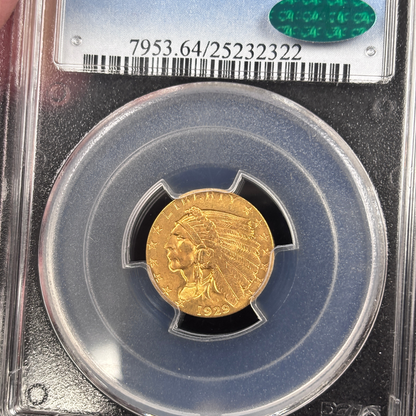 1929 Indian Head Quarter Eagle PCGS MS64 CAC Chameleon of Colors