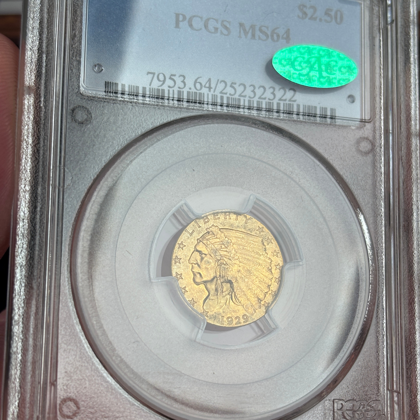 1929 Indian Head Quarter Eagle PCGS MS64 CAC Chameleon of Colors
