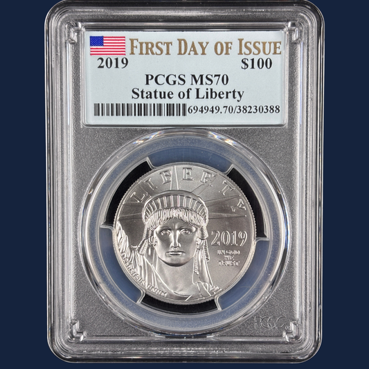 2019 1oz Platinum Eagle PCGS MS70 First Day Issue .9995 $100 Coin FDOI