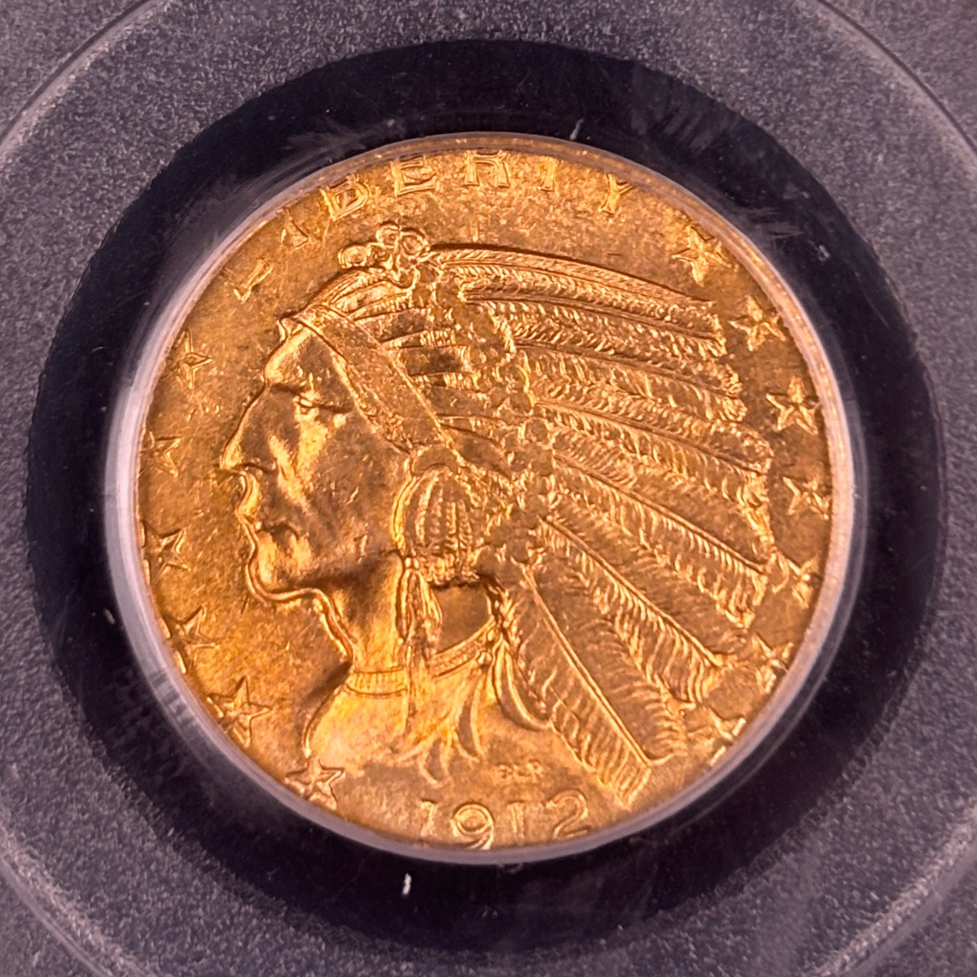1912 $5 Indian Head Half Eagle Gold Coin PGCS OGH MS62
