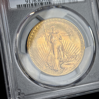 1923-D $20 Saint-Gaudens Double Eagle US Gold Coin – PCGS MS65+ CAC