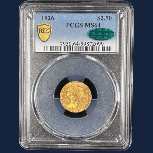 1926 Indian Head Quarter Eagle PCGS MS64 CAC Smooth