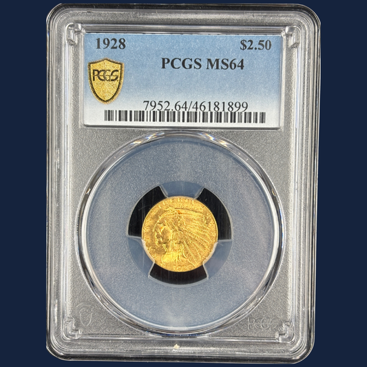 1928 Indian Head Quarter Eagle $2.5 Gold PCGS MS64 – High-End Type