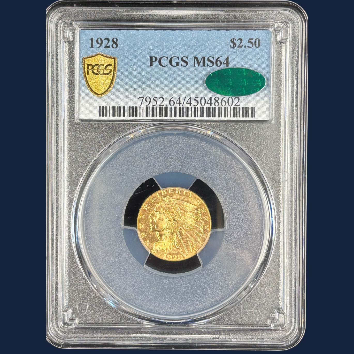 1928 $2.5 Indian Head Quarter Eagle Gold Coin PCGS MS64 CAC Super Luster Bomb