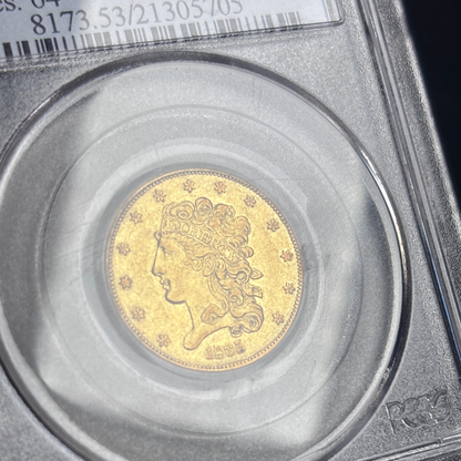 1835 Classic Head Half Eagle Gold Coin PCGS AU53 Flashy