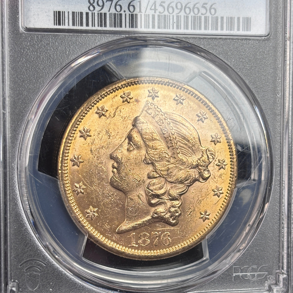 1876 Liberty Head Double Eagle Gold Coin MS61 PCGS $20 Type 2