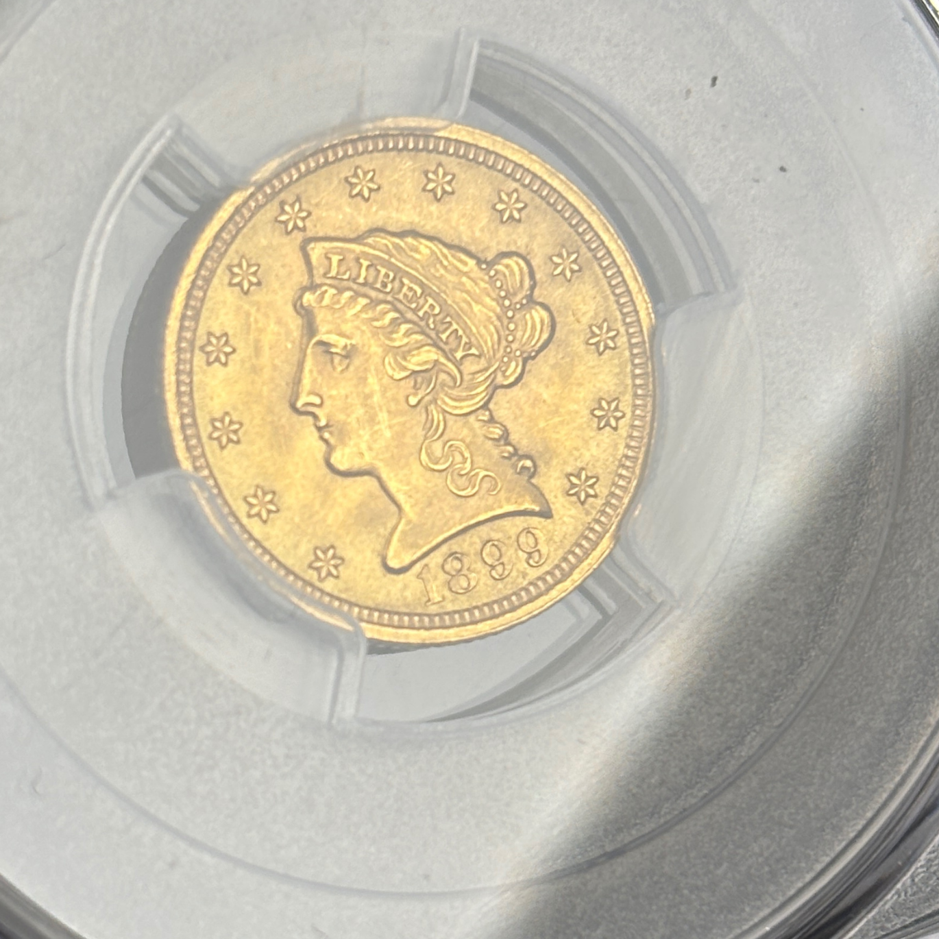 1899 $2.5 Liberty Head Quarter Eagle Gold Coin PCGS MS64+ CAC Near GEM Luster