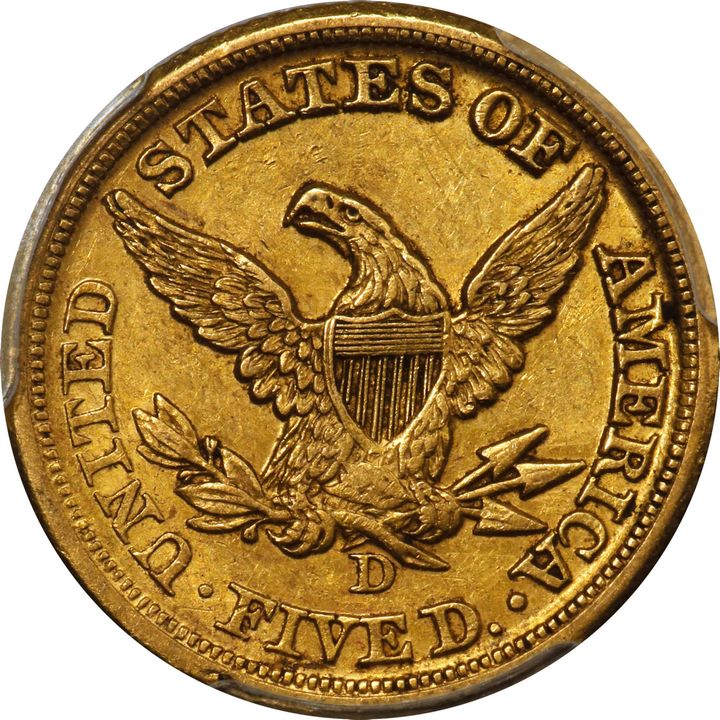1858-D Liberty Head Half Eagle PCGS AU58 Dahlonega Gold Coin