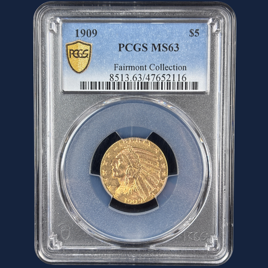 1909 Indian Head Half Eagle Fairmont Collection $5 Gold Coin