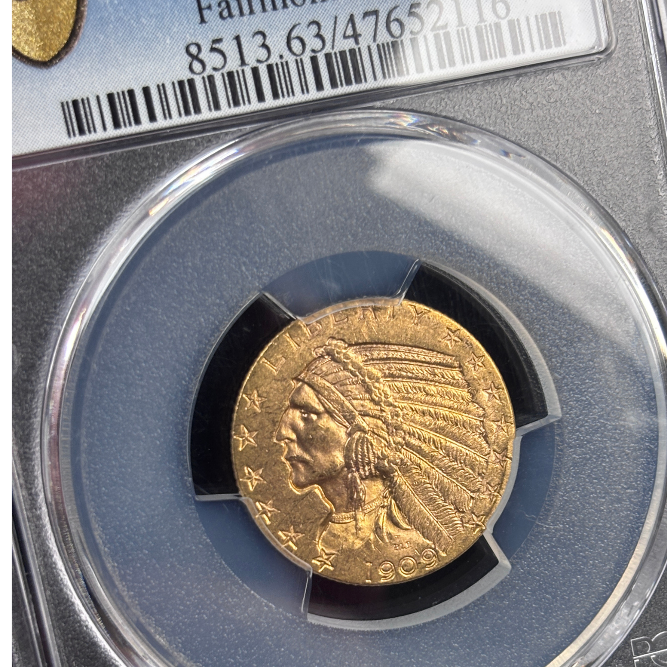 1909 Indian Head Half Eagle Fairmont Collection $5 Gold Coin