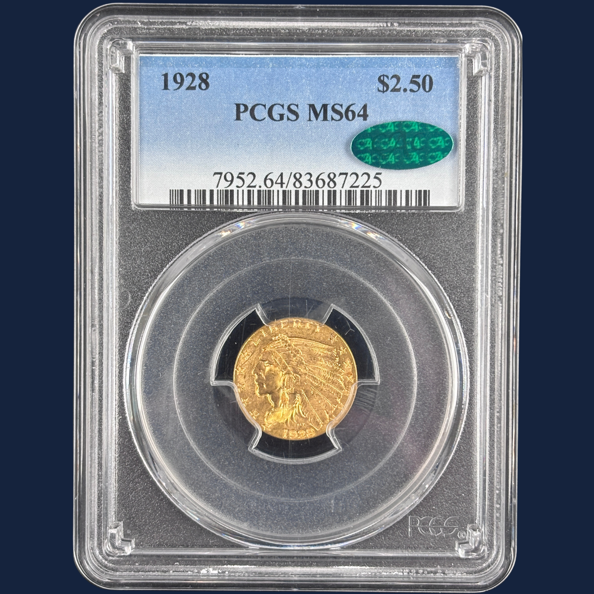 1928 Indian Head Quarter Eagle PCGS MS64 CAC Strong Luster