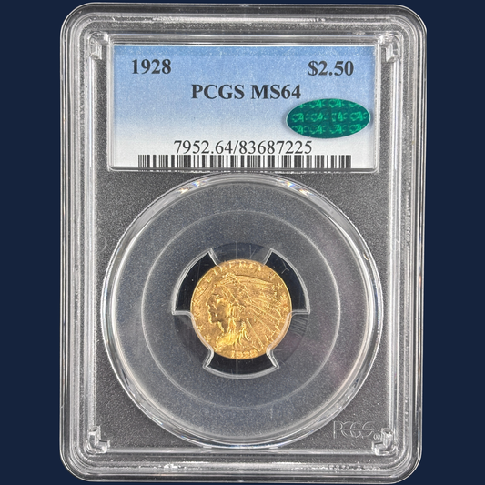 1928 Indian Head Quarter Eagle PCGS MS64 CAC Strong Luster