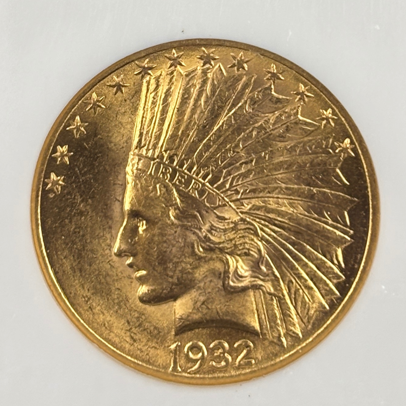 1932 $10 Indian Head Gold Eagle Coin NGC MS64 Older Holder Fresh Look