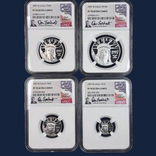 1997-W American Platinum Eagle 4 Coin Proof Set NGC PF70 UCAM Don Everhart