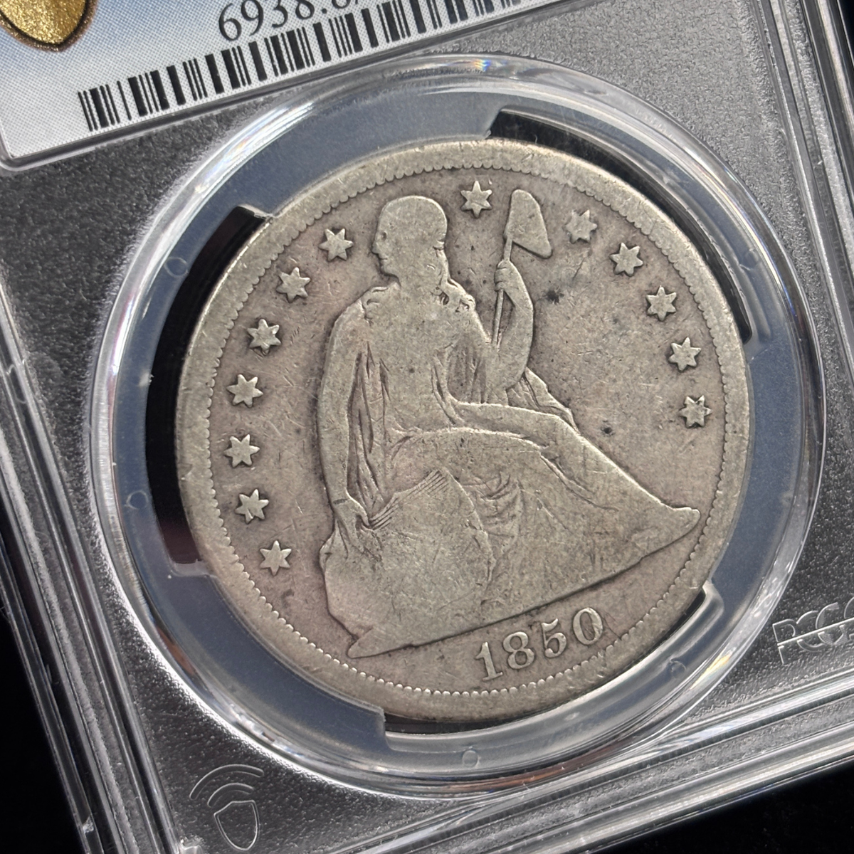 1850 O Liberty Seated Dollar New Orleans PCGS VG08 CAC Low CAC Population