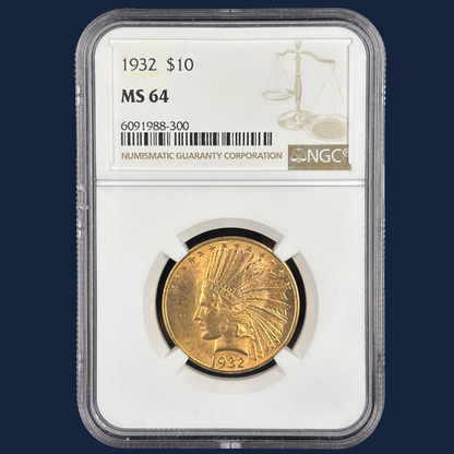1932 Indian Head $10 Gold Eagle – NGC MS64 – Pre-1933 U.S. Gold Coin