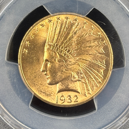 1932 $10 Indian Head Gold Eagle PCGS MS64 Pre-33 US Gold Coin Rare High Grade