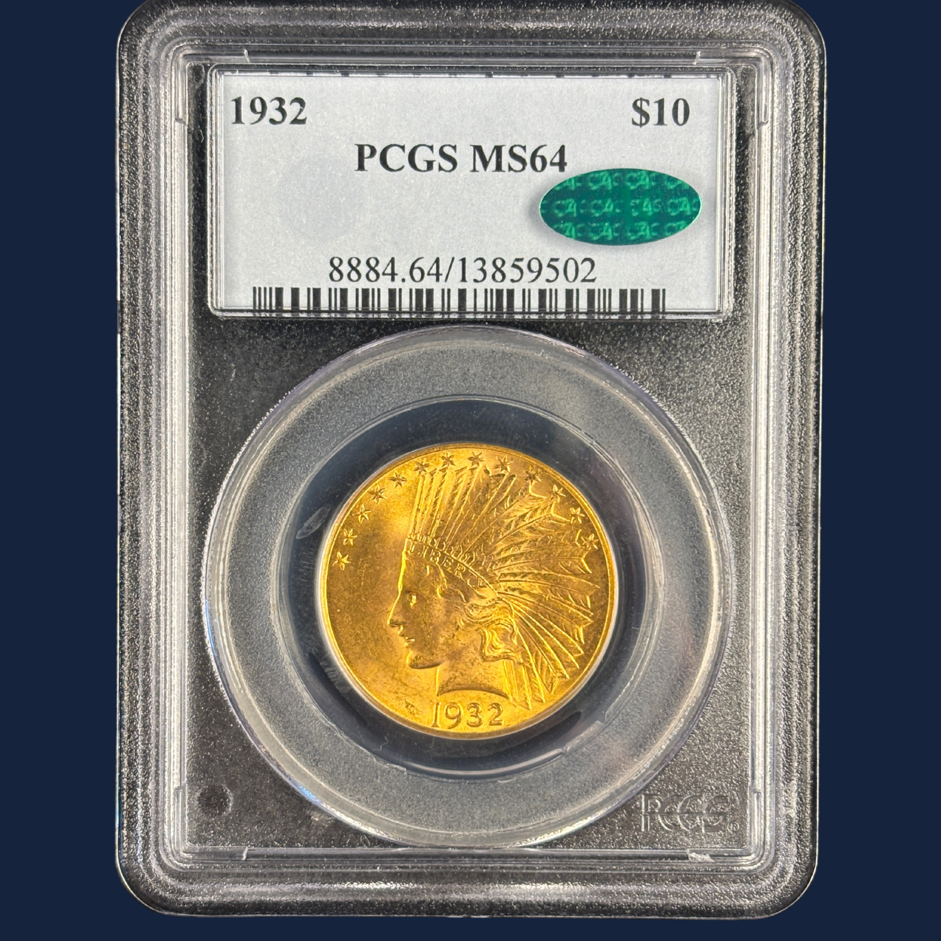 1932 $10 Indian Head Gold Eagle PCGS MS64 CAC Looks GEM Phenomenal Color